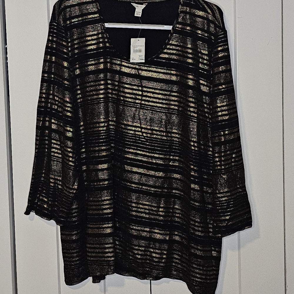 Cato Black and Gold Shimmer Blouse 26/28W